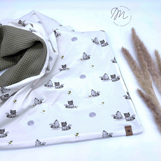 Personalisierte Babydecke aus Waffelpique & Jersey – handgemachtes Geschenk zur Geburt