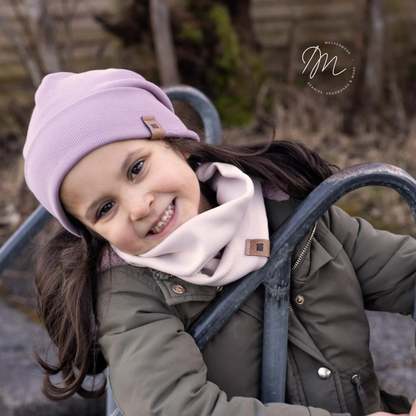 Loop Schal aus Ripp-Jersey – handgemacht, dehnbar & passend zur Beanie für Kinder & Erwachsene