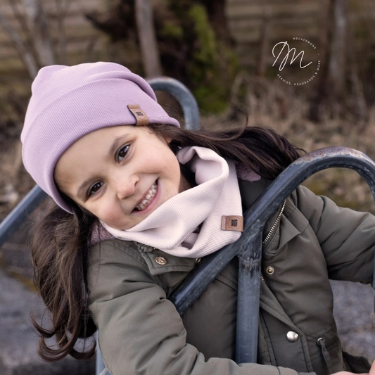Loop Schal aus Ripp-Jersey – handgemacht, dehnbar & passend zur Beanie für Kinder & Erwachsene
