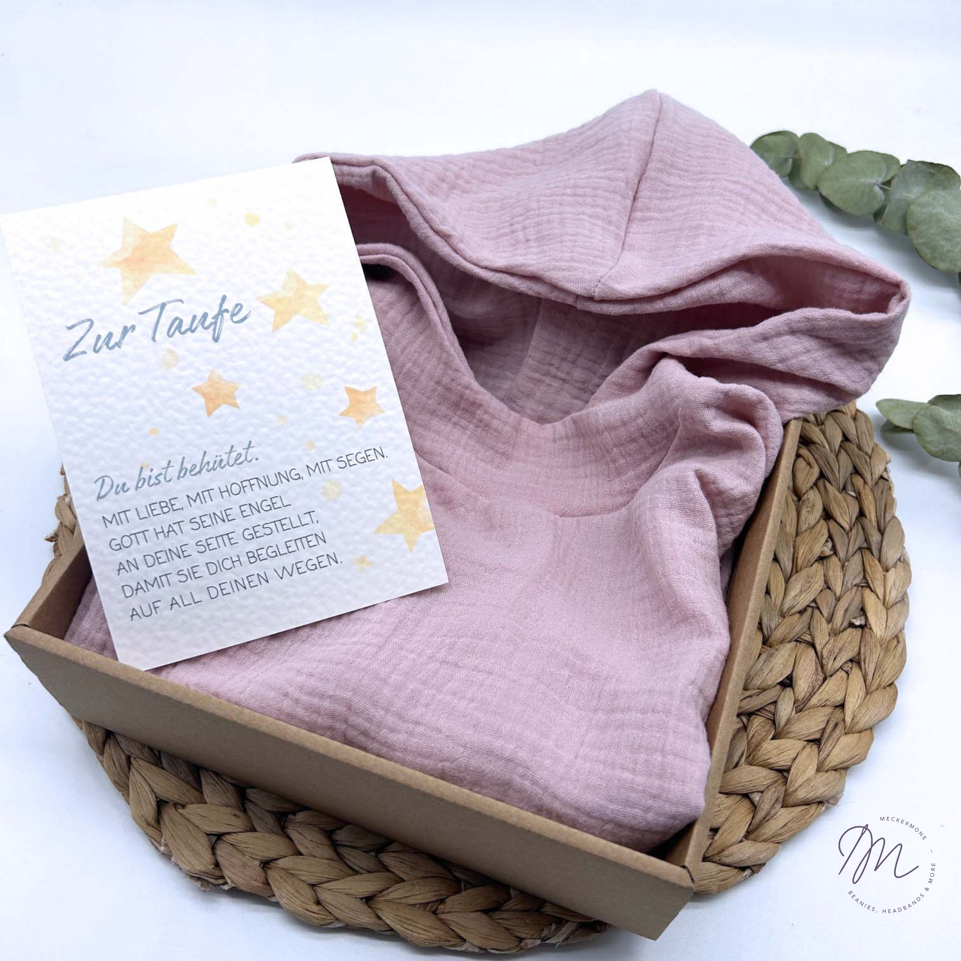 Taufgeschenk-Set mit Badeponcho & handgemachter Karte – liebevoll & handgemacht