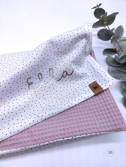 Babydecke Punkte weiß rosa Waffelpique