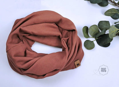 Loop Schal aus Ripp-Jersey – handgemacht, dehnbar & passend zur Beanie für Kinder & Erwachsene
