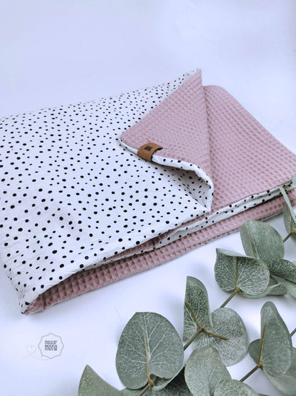 Babydecke rosa Punkte Waffelpique