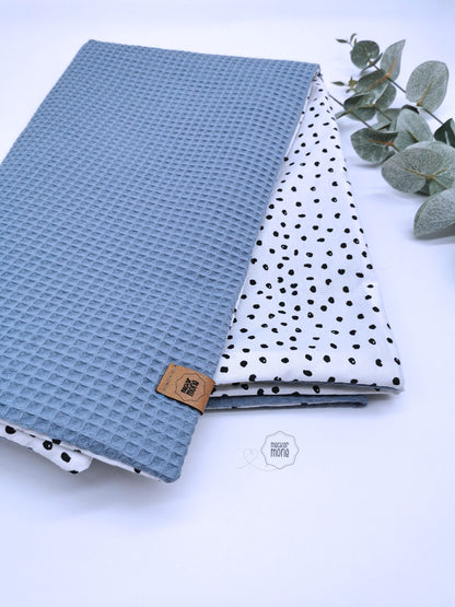 Babydecke blau Punkte Waffelpique