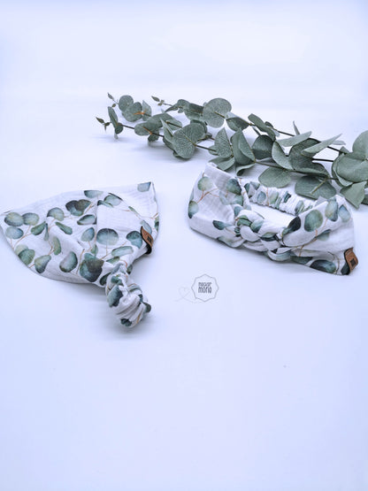 Partnerlook Mama und Kind, Bandana Haarband Eukalyptus und Knotted Headband Eukalyptus