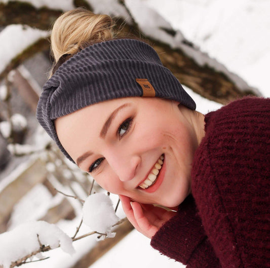 Winter Stirnband aus Bio-Cordnicky – handgemacht & nachhaltig